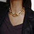 Chunky Choker Necklace Gold Cuban Link Chain Double O Link Necklaces Punk Hip-hop Jewelry for Women...