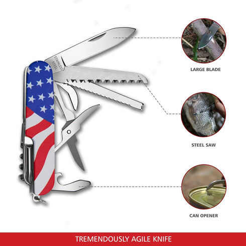 Swiss Eagle Commando Multi-Tool Army Knife - Packs 12 Tools In Your Pocket...