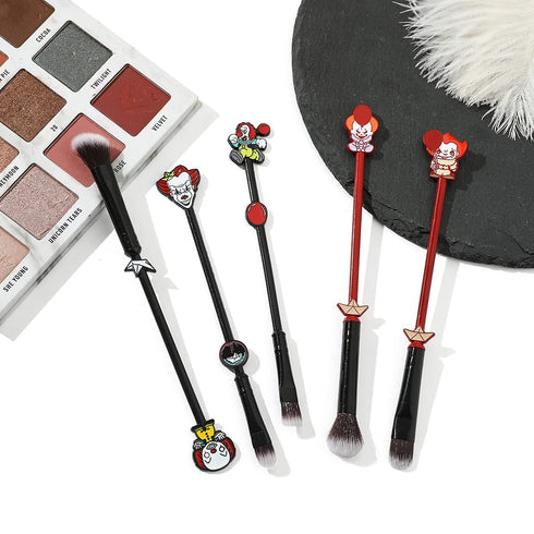 Nightmare Before Christmas Makeup Brushes - 5pcs Corpse Bride Anime Make Up Brush Set Silver Drawstring Bag Included (Brushes and Bracelet 2)...