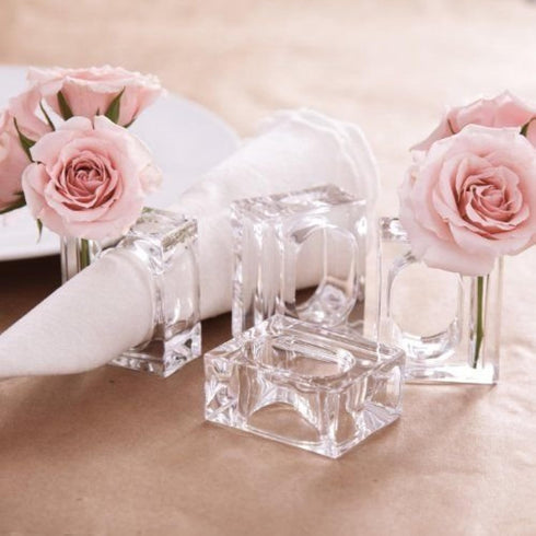 Deco-Mate Acrylic Napkin Rings Bud Vase Flower Holder – Clear - Table Décor, 2-in 1 (Bulk Set) Wholesale (4)...