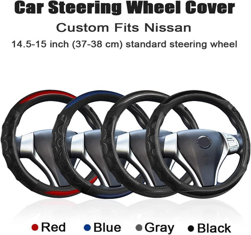 GIANT PANDA Steering Wheel Cover for Nissan Rogue - Car Steering Wheel Cover for Nissan Altima Sentra(Red-Round-Shaped)...