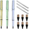 9 Pcs Portable Erasable Inkless Pencil Set(3 Pcs Everlasting Pencils with Eraser+6 Pcs Replaceable Nibs) for Writing and Art Sketch(Light Colors)...