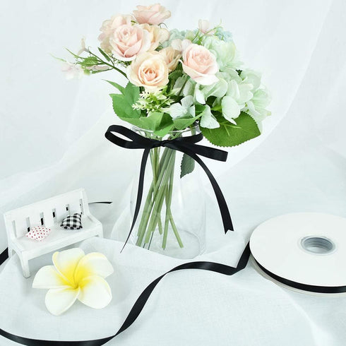 TONIFUL 3/8 Inch x 100yds Black Satin Ribbon Thin Solid Fabric Ribbons Roll for Gift Wrapping Invitation Floral Hair Balloons Craft Sewing Party W...