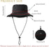 Waterproof Bucket Rain Hat with Chin Strap, Packable Sun Hat for Men Women Summer Lightweight Hiking Outdoor Cap Quick Dry Fishing Bucket Hat Blac...