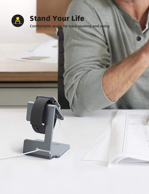 Lamicall Stand Suit for Apple Watch, Charging Stand : Desk Watch Stand Holder Charging Dock Station Compatible with Apple Watch Series 7/SE 45mm 4...
