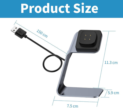 Charger Dock Replacement for Fitbit Sense/Versa 4 / Versa 3 / Sense 2, Sense & Versa Premium Aluminum Charger Stand with 5ft Charging Cable, Space...