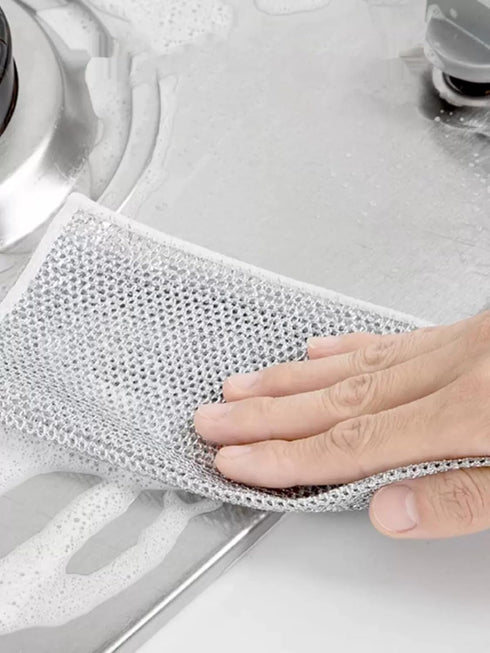 Multipurpose Wire Dishwashing Rags for Wet and Dry Use, Upgraded Diamond-Shaped Lattice Weave Multifunctional Kitchen Cleaning Supplies, Non-Scrat...