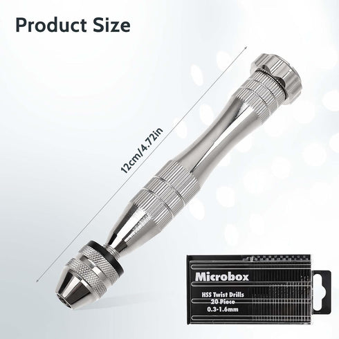 21 Pieces Pin Vise Hand Drill Bits Set Include Hand Drill Pin Vise Spiral Rotary Tool with 20 Pieces 0.3-1.6 mm Micro Twist Drill Bits for Resin C...