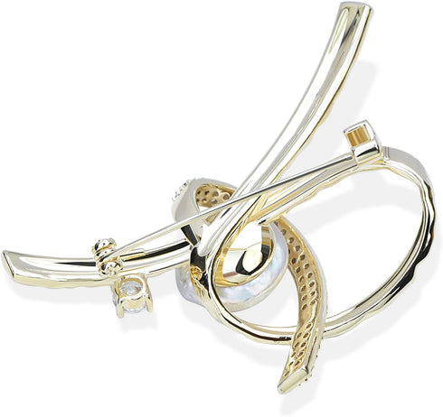Elegant Love Bow Brooch Micro Pave Cubic Zirconia Bowknot Wedding Bride Mother Brooch Pin Ribbon Shape Jewelry Brooch Breastpin...