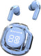 Crystal Earbuds (Baby Blue) - Dive into a World of Color and Sound with Chic Pastel Hues & Transparent LED Display Case - Premium Wireless Audio E...