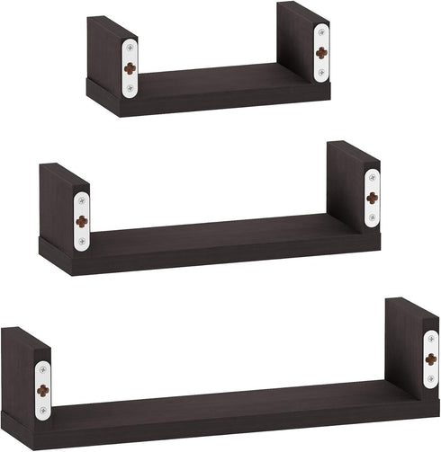 FURINNO Indo Wall Mounted Floating Shelves, Espresso...
