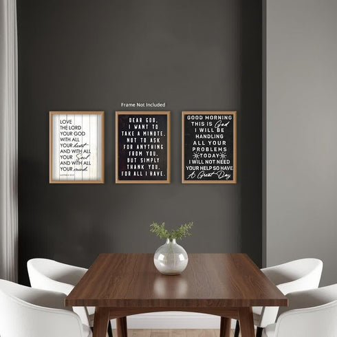 Posterizer 3 pcs-Religious Rustic Art with Inspiring Quotes-Religious Posters-Gifts for Christians-Decor for Church, Sunday School Classroom- unfr...