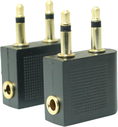 2PCS Gold Plated Dual 3.5mm Male Audio Headphone Jack Airplane Plug Male to Female Aviation Audio Adapter Gold Plated Aviation Headphone Adapter H...