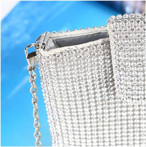 Bling Rhinestone Evening Handbag Cell Phone Purse Wallet Clutch Crossbody Bag...