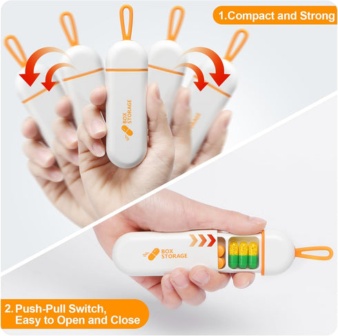 Toplive Travel Pill Organizer, Portable Pill Container Mini Daily Pill Organizer, Small Pill Case Travel Medicine Organizer Pocket Vitamin Supplem...