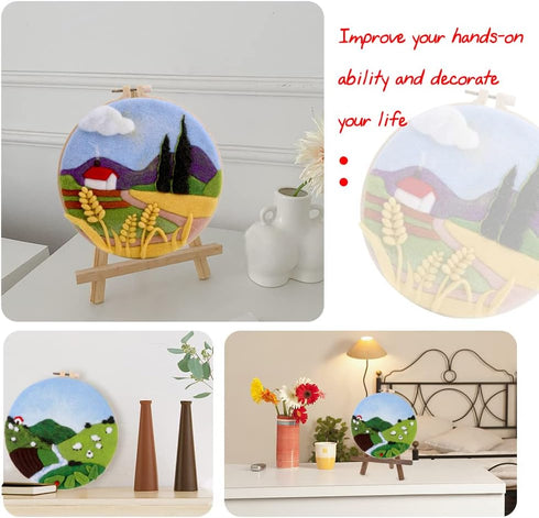Needle Felting Kits Beginners, DIY Wool Needle Felting Starter Kit, Needle Felt Set with Picture Frame, Foam Pad, Felt Cloth and Instructions, Use...