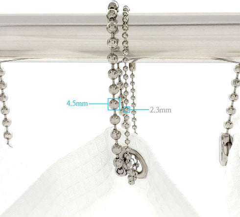 Antique Nickel Shower Curtain Hooks, 6 Inch Ball Chain Design, 12 Pack Rust-Resistant Metal Curtain Rings for Bathroom Rods, Heavy Duty 4.5mm Show...