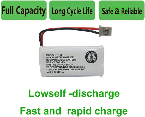 GEILIENERGY 2.4V 300mAh BT-1021 BT-1025 BT-1008 BT-1016 Phone Battery Compatible with Uniden BT1021 Empire CPH-515B BBTG0798001 Cordless Phone (4-...