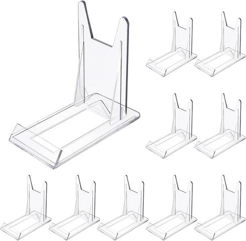 WANDIC Acrylic Plate Stands, 10 Pcs Mini Clear Plastic Display Holders Adjustable Picture Plate Easels Stands to Display Flat Plates, Photos, Plac...