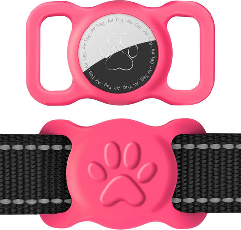 Dynmeow 1 Pack Airtag Dog Collar Holder, Stretchy Silicone Airtag Holder for Dog and Cat Collar, Anti-Lost Dog Airtag Holder Compatible with 3/4 a...