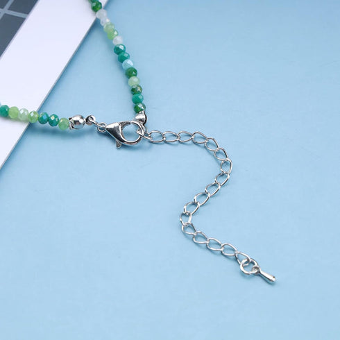 Boho Beads Choker Necklace Green and White Seed Beaded Necklace Dainty Handmade Jewelry for Women Girls Jewelry...