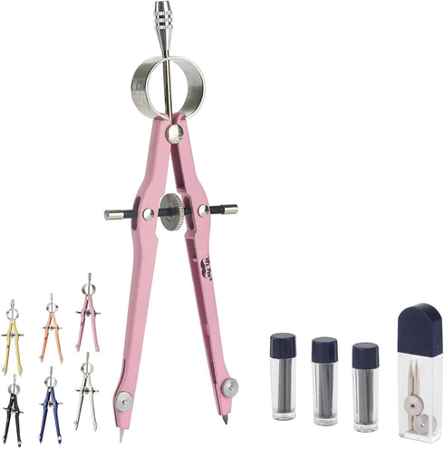 Mr. Pen- Professional Compass for Geometry, Pink, Extra Leads, Metal Compass, Compass, Compass Drawing Tool, Drawing Compass, Drafting Compass, Co...