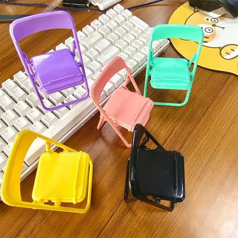 5Pcs Multicolour Mobile phone holder Simulation Mini Folding Back Small Chair Model Dollhouse Doll House Miniature Plastic Furniture Accessories S...