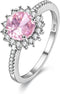 Uloveido Platinum Plated Pink Round Cubic Zirconia Sun Flower Rings for Women Y3522...