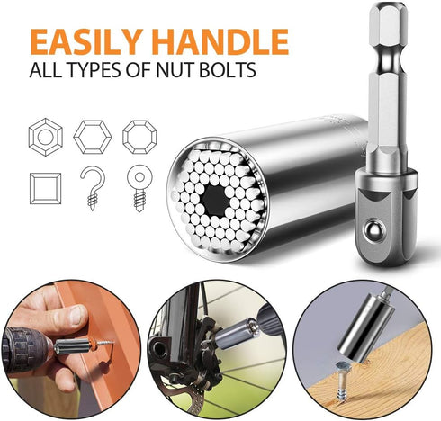 Universal Socket Tools Gifts for Men: Fathers Day Birthday Gift for Dad Husband Him Women 1/4"-3/4"(7-19mm) Super Socket Set Impact Power Drill Ad...