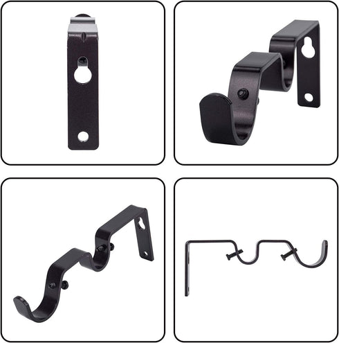 Ycolnaefllr Set of 3 Oil Rubbed Bronze Double Rod Holders Heavy Duty Double Curtain Rod Brackets Double Curtain Rod Hanging Brackets for 1 and 0.7...