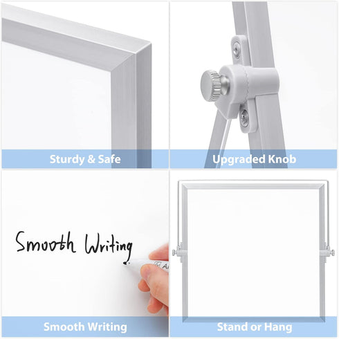 ARCOBIS Small WhiteBoard with Stand 10" X 10", Magnetic Double-Sided Dry Erase White Board Easel for Desk Students Home Office...