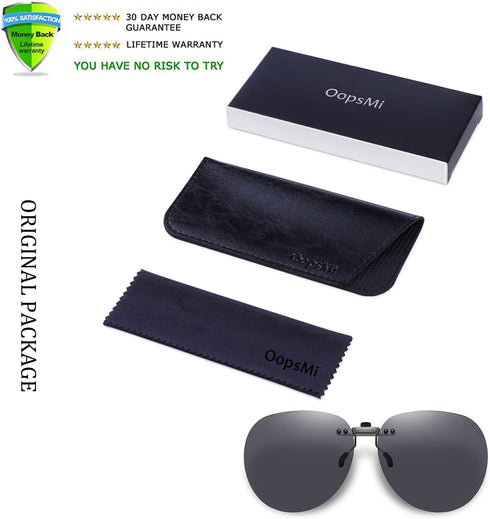 Clip On Sunglasses Polarized Over Prescription Glasses Unisex Rimless Non-Flip Up...