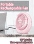 Small Rechargeable Fan, Portable Usb or Battery Fan, 3600mah Small Desk Fan, 8-24Hours Working, 3 Speed & Keep Quiet, 3.28Ft Charging Cord(Pink)...