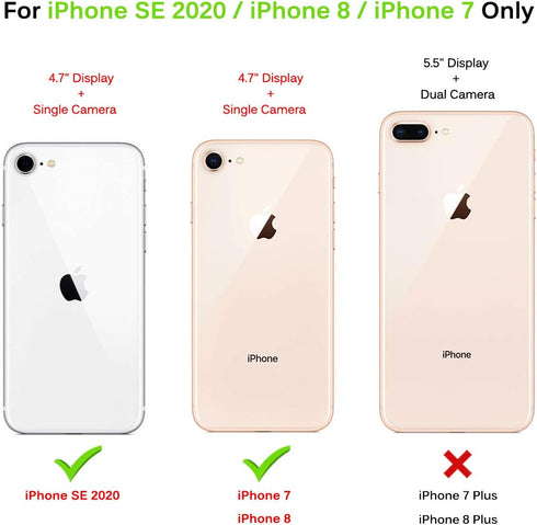 Hocase for iPhone SE 2022/2020 Case, Heavy Duty Shockproof Protection Hard Plastic+Silicone Rubber Hybrid Protective Case for iPhone SE 3rd/2nd Ge...