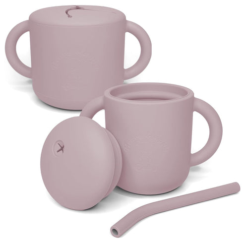 2 in 1 Silicone Food Storage and Drink Containers for Babies and Toddlers, BPA-Free (Pink)...