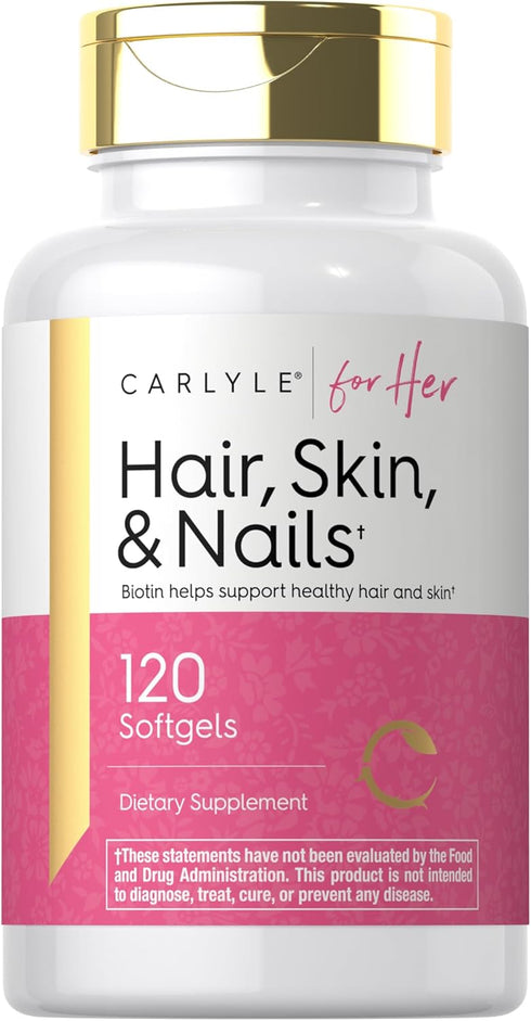 Carlyle Hair Skin and Nails Vitamin | 120 Softgels | Beauty Formula Supplement | with Biotin and Collagen | Non-GMO, Gluten Free...