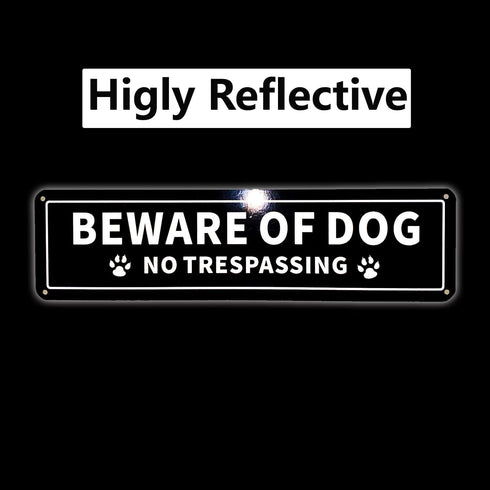 Beware of Dog No Trespassing Sign, 12x3 Inch Rust Free .040 Aluminum Metal Sign, UV Protected Weatherproof Reflective Warning Dog Sign Indoor or O...