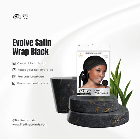 Evolve Satin Wrap Scarf, Black...