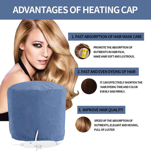 New Upgrade 3 Levels 110V Hair Care Hat,Hair SPA Cap,Hair Care Steamer Cap,Thermal Hair Cap,Waterproof Home Hair Thermal Care Electric Hair Treatm...