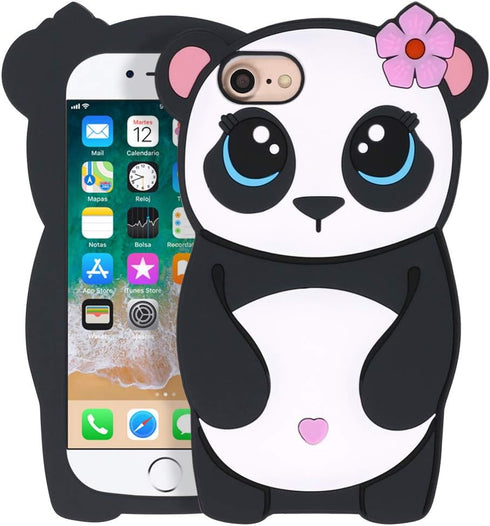 Cute iPhone SE 2020/ SE 2022 Case, Panda iPhone 6/ 6s/ 7/8 Case, Kawaii Funny 3D Cartoon Animals Soft Silicone Shockproof Cover for Girls Women...