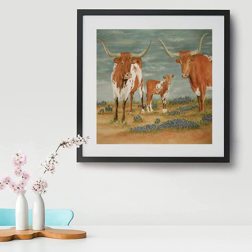 Xiyuekissu Texas Longhorn Cow Cute Animal Farmhouse DIY 5D Diamond Art Full Round Drill Embroidery Cross Stitch Arts Craft Canvas Wall Decor 12x12...