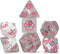 Gate Keeper Games and Dice: Inclusion Dice: Cat Dice - 7pc RPG Set, Grey w/ White Kitten Figure, Pink Numerals, 7 Resin Dice for Role Playing Game...