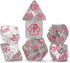 Gate Keeper Games and Dice: Inclusion Dice: Cat Dice - 7pc RPG Set, Grey w/ White Kitten Figure, Pink Numerals, 7 Resin Dice for Role Playing Game...