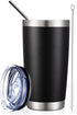 COMOOO 20oz Tumbler Stainless Steel Insulated Travel Mug Vacuum Double Wall Coffee Cup for Hot Beverage and Cold Drinks,Home and Outdoor?Black, 1 ...