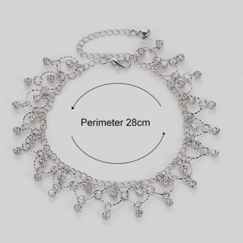 Boho Rhinestone Tassel Anklet Cz Fringe Chain Dangle Anklet Crystal Drop Ankle Bracelets Silver Faux Diamond Anklet Foot Chain Jewelry for Women G...