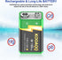 9V Rechargeable Batteries, High Capacity 1300mAh (2024 New Version) Rechargeable 9 Volt Square Batteries for Smoke Detector/Alarms,Metal Detector,...