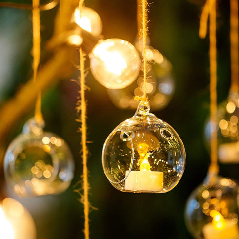 12 Pcs 3.15"/ 8cm Hanging Glass Tealight Holder Globe Plant Terrariums Glass Orbs Air Plants Tea Light Candle Holders Home Decor Indoor Outdoor Ga...