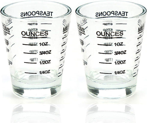 Shot Glasses Measuring cup Liquid Heavy Glass Wine Glass Espresso Shot Glass 26-Incremental Measurement 1oz, 6 Tsp, 2 Tbs, 30ml (2 pack-black 30ml...