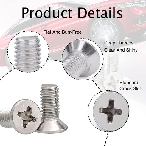 8PCS Stainless Steel Brake Disc Rotor Screws, Retaining Hardware Bolts Screw Kit for Front and Rear, 93600-06014-0H Brake Disc Screws Replace for ...