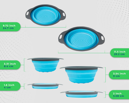 Ultimate Kitchen Strainers Set of 2 - Collapsible Silicone Colanders For Easy Storage by Comfify - Use with Pasta & Veggies or as a Fruit or Berry...